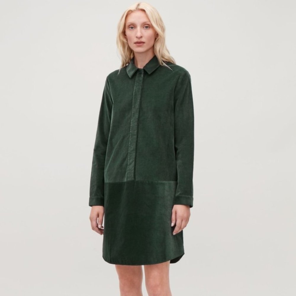 COS Green Corduroy Dress Sz 2